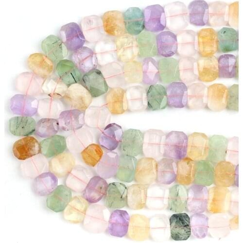 Wholesale Natural Colorfu Crystal Stone Beads Transverse Pore Denier Section Loose Beads for Jewelry Making DIY Bracelet 15x20mm