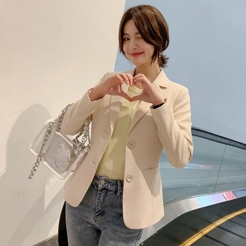 2020 Autumn New Korean Style Fashion Small Suit Casual Slim Womens Blazer Pockets Jackets Female Suits Coat Blazers Outerwear