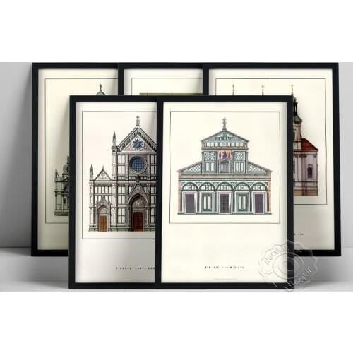 Classic Architecture Poster, Europe Famous Building Wall Picture, Castle Cathedral Door Villa Wall Painting, Housewarming Gift