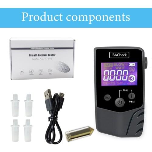 New Breath Alcohol Tester Professional With LCD Screen High Accuracy Portable Breathalyzer Digital Alcohol Detector USB Charge