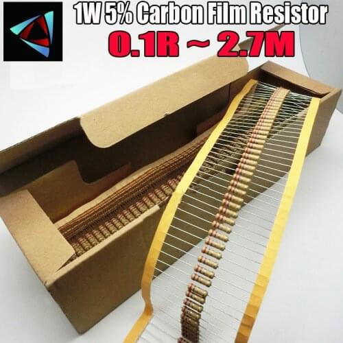 1000pcs 1W 0.1R~2.7M 5% Carbon Film Resistor 100R 220R 1K 1.5K 2.2K 4.7K 10K 22K 47K 100K 0.22 0.33 0.47 0.68 ohm resistance