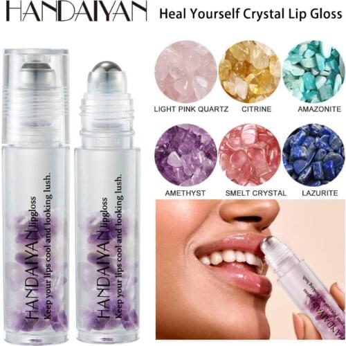 HANDAIYAN Crystal Stone Roll-On Lip Gloss Moisturizing Lip Balm Nourish Lip Oil