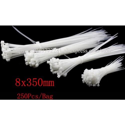 250PCS Self-locking Nylon Cable Ties 8x350mm cable tie Assorted multicolor Plastic Zip Tie Loop Wire Wrap Zip Ties Many colors
