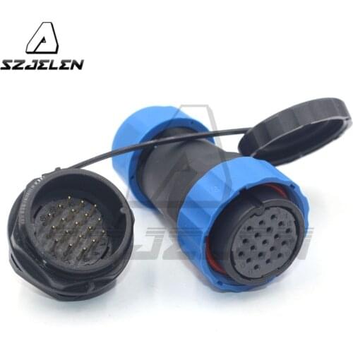 SD28TP-ZM , 28mm panel Mount 19 pin Waterproof Connector IP67,Female Plug and Male Socket ,Electrical Power Wire Connector