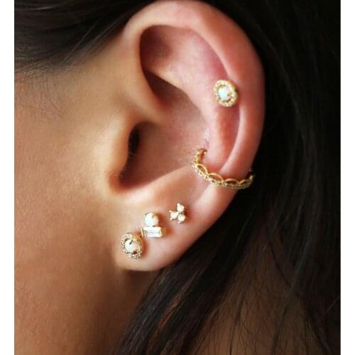 Romantic Jewelry 2019 Stud Earring For Wedding Elegant 3 Colors AAA Zirconia square opal CZ Stone Earring fashion Christmas gift