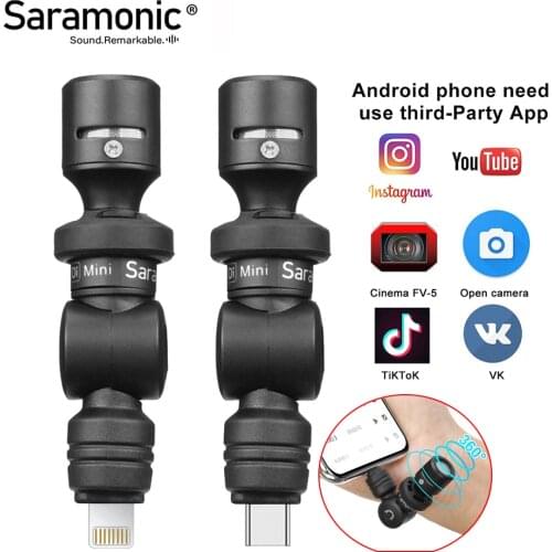 Saramonic Smart mic Di UC Mini Microphone with Lightning Type C Interface for iPhone Android Smartphone Voice Recording Vlog Mic