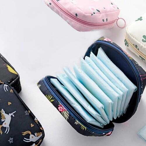 Sanitary Napkin Pad Storage Bag Nylon Tampon Organizer Portable Outdoor Storage Women Nursing Pad Holder Bag Large Capacity