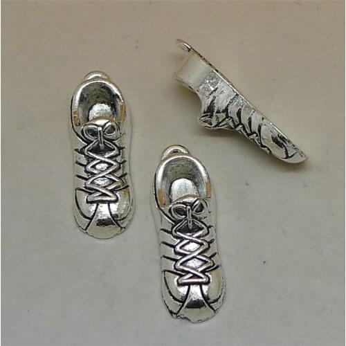 Nevstop 50Pcs/lot Vintage Sport Shoes Charms Retro Sneakers Pendant 29x10mm DIY Jewelry Suppliers