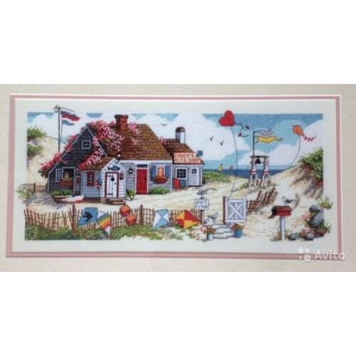 High Quality Gold Collection Counted Cross Stitch Kit chucks kite shop Kite house Seaside villa garden house
