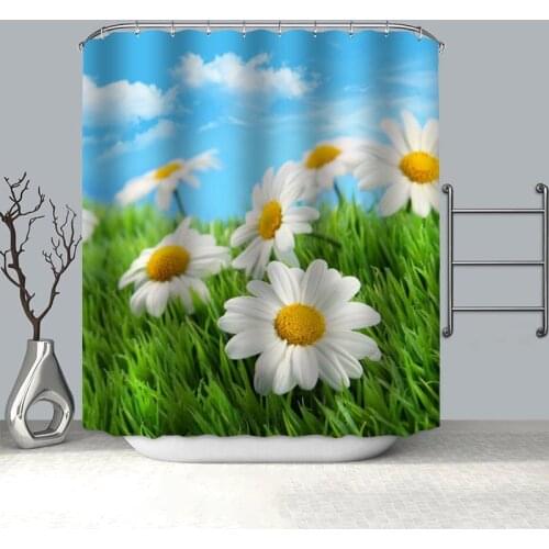 100% Polyester Fabric Custom Daisy Funny Shower Curtain Modern Bathroom Curtain 180x200cm Waterproof HD Printing Bath Curtain