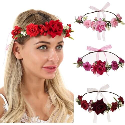 Floral Flower Hair Accessories Boho Headband Women Ladies Wedding Party Hair Wreath Floral Garlands Girls Headpiece Wholesale