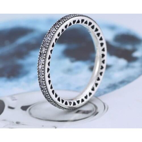 Free Shipping Real 925 Sterling Silver Ring Heart Shaped Shining Ring For Womens Gift Banquet Jewelry