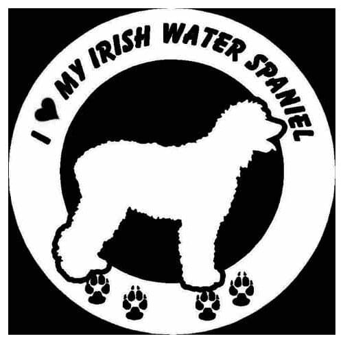 15CM*15CM I Love My Lrish Water Spaniel Dog Vinyl Decoration Car Sticker Black/Silver C2-3241