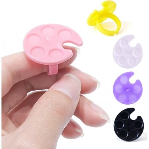 2Pcs Mini Nail Art Color Palette Nail Art Tool Finger Ring Palette For Nail Color Mixing Display Eyelash Grafting