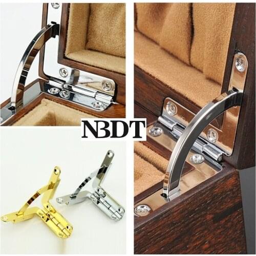 4Pcs Gold Silver Mortise Hinge Lid Slow Motion Buffer Small Cigar Jewelry Wine Case Watch Wooden Box