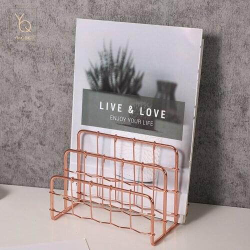 4 Layers Iron Bookshelf Magazine Display Stand Newspapers Organizer Holder Rose Gold Office Decorative Book Rack