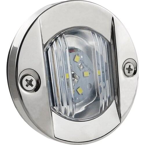 White DC 12V Marine Boat Transom LED Stern Light Round Stainless Steel Cold White LED Tail Lamp Yacht Accessories