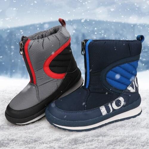 Dolakids Boys Boots New Winter Ankle Boots Snowfield Cotton Shoes Warm Outdoor Sports Shoes for Children 4-16 Years old