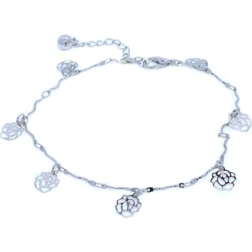 1pcs Boho Style Vintage Star Rose Flower Pattern Summer Beach Foot Anklet Bracelet Barefoot For Women Leg Chain Accessories Gift