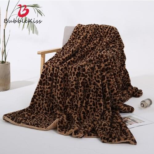 Bubble Kiss Nordic Imitation Rabbit Fur Blanket Fashion Leopard Print Home Sofa Cover Blanket Soft Skin-Friendly Kid Bed Blanket