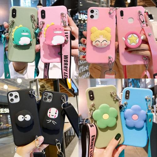 Cartoon Flower Dog Stand Holder Phone Case Cover For Huawei P Smart 2019 Plus S Z 2020 9 10 Lite 10i 20 30 Pro 20S 30S V20 V30