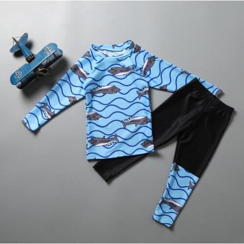South Korean childrens Swimsuit Boys' middle school childrens long sleeve trousers swimsuit sunscreen student diving suit