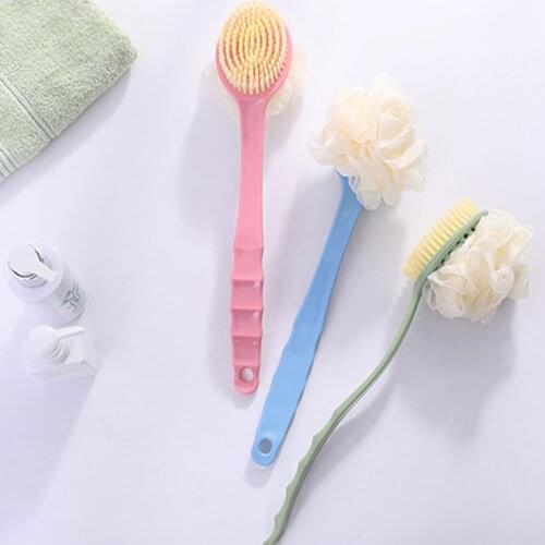 Two In One Long Handled Plastic Bath Shower Back SPA Brush Scrubber Skin Cleaning Brushes Body For Bathroom Shower Accessories