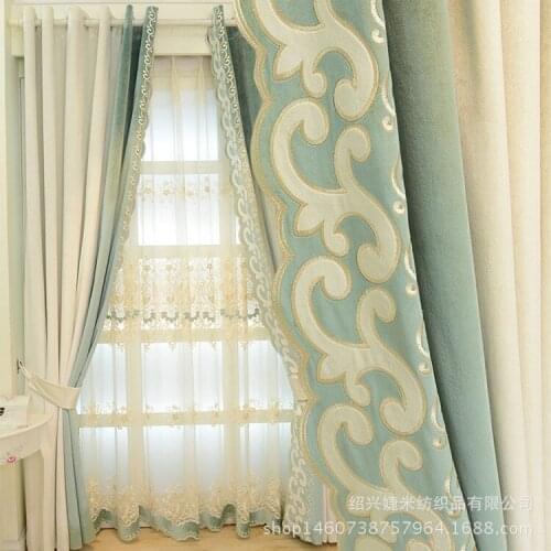Flannel Embroidery Stitching Fashion Bedroom Girl Room Nordic Style Curtains for Living Dining Room Bedroom