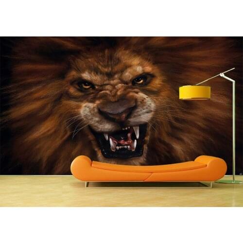 Wholesales Hot Custom Art Photo Wallpaper Lion Roar Background Wall Decoration PosterRemovable Wall Mural Wall Stickers