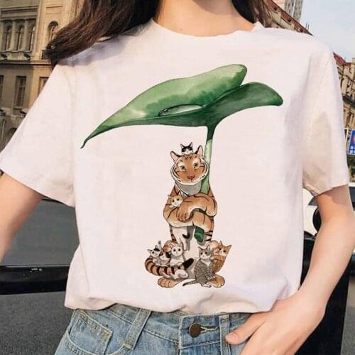 Funny Animal Tshirt White Women Short Sleeve Summer Tops Tees 2020 Fashion New Cute Tiger Cats Graphic T-shirt Casual T Shirts
