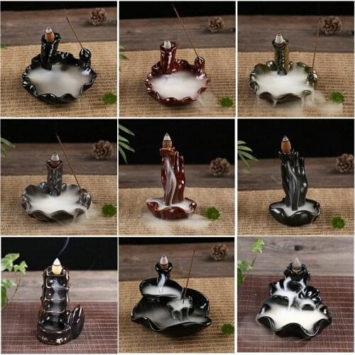 Tower Incense Ceramic Burner Fragrance Lotus Holder Censer Creative Aromatherapy Smoke Backflow Stick Incense Censer