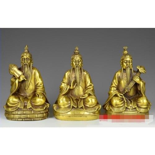 China Bronze Eight Diagrams the very high lord Taoist Immortal Statue Set