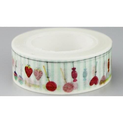 1.5cm Cute candy Adhesive Tape for Scrapbooking DIY Craft Sticky Deco Masking Japanese Paper Washi Tape