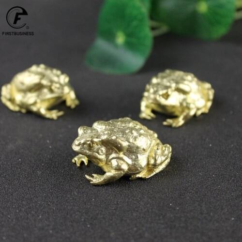 Brass Gold Lucky Toad Figurines Miniatures Small Desktop Ornaments Copper Simulation Animal Tea Pet Retro Home Decoration Craft