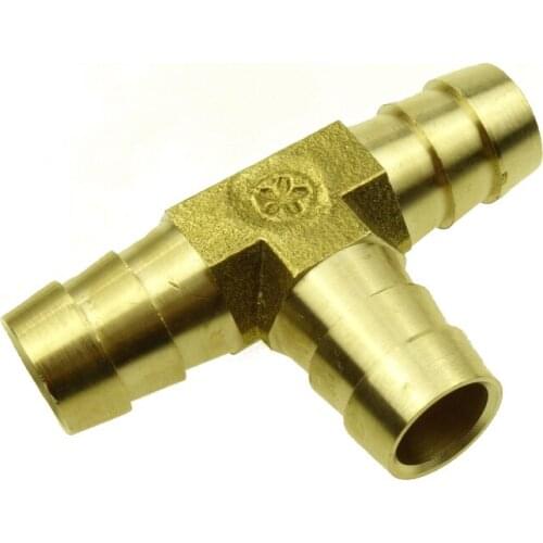 Brass Hose Barb Tee Fitting Water Air Fuel Gas For Hose ID 1/2" 5/8"