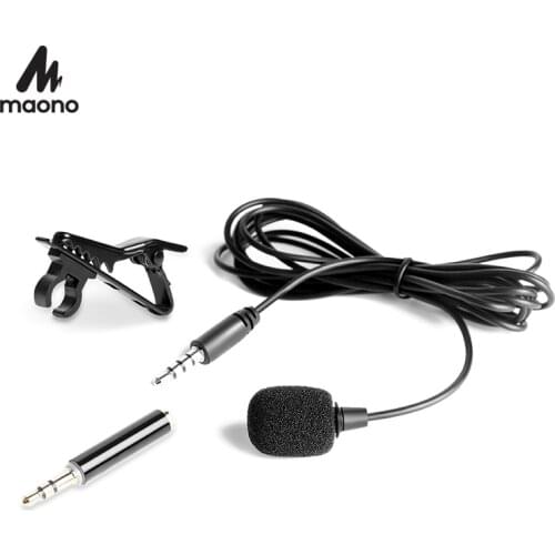 MAONO Lavalier Microphone Mic for iOS Android Cell Phone Microfono Para Yaka Mikrofonu Clip-on Collar Phone Lapel Microphones