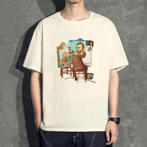 Van Gogh Oil Painting Men T Shirts Casual Harajuku Summer Creativity Abstract Printed T-shirt Pure Cotton Short Sleeved Tops