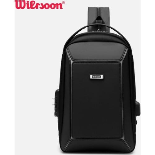 Wiersoon Fashion Men Crossbody Bag Waterproof Anti Theft TSA Lock Shoulder Bag USB Charging School Business Casual Chest Bags