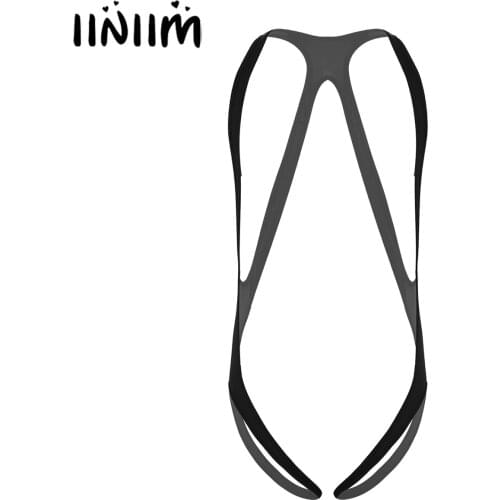 Mens Male Sissy Open Butt Lingerie Body Chest Harness Teddies Elastic Wide Straps Mankini Jockstraps Underwear Leotard Bodysuit