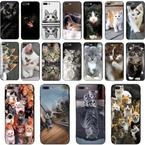 HOUSTMUST Cute kitten soft phone case for iphone 7 8 11 pro xs max 6s 6 plus cover xr x 5 se 5s High quality Silicone pet shell