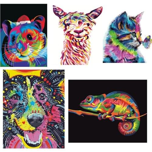 Frameless Colorful cartoon Animals Abstract Painting Diy Digital Painting By Numbers Modern Wall Art Picture For Home decoration
