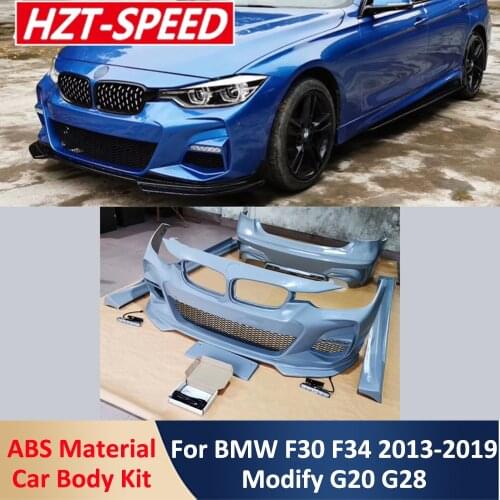 Unpainted ABS Front & Rear Bumper Side Skirts With Led Light For BMW 3 Series F30 F35 320LI 330LI Modify G20 G28 Car Body Kits