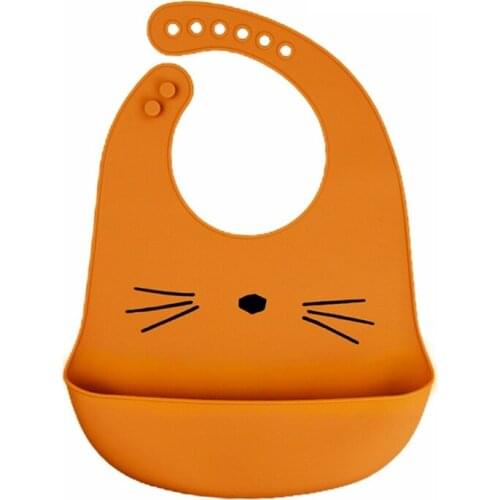 Cartoon Waterproof Soft Silicone Baby Bibs Adjustable Toddler Feeding Food Catcher Roll up Pocket Feeding Stuff Apron
