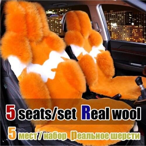 New arrival real sheep fur car seat cover cushion 5 seats covers for 1 set warm and comfortable car seats covers cushion
