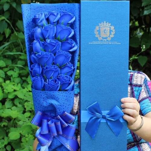 New Blue soap simulation flower cartoon plush bouquet Valentines Day Gifts