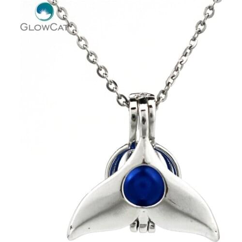 C717 COLORS lovely fishtail bead cage Necklace Pendant Aroma Essential Oil Diffuser Locket Necklace