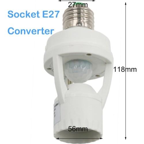 Socket E27 Converter 110-240V Lamp Base with PIR Motion Sensor Bulb Switch 100-240V E27 Socket Converter with PIR Motion Sensor