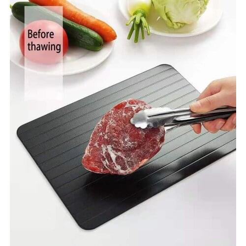 Fast Defrosting Tray Thaw Frozen Food Meat Fruit Quick Aluminum Alloy Steel Plate Board Defrost Kitchen Gadget Tool