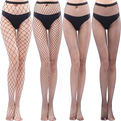 Q Pantyhose 1Pcs Long Fishnet Stockings 4Colors Elastic Sexy Thigh High Stocking Nylon Spandex Lingerie For Women
