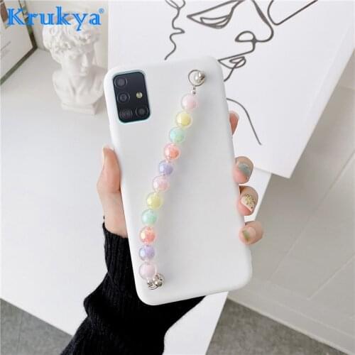 Luxury Candy Color Beads Bracelet Phone Case For Samsung A51 A71 A31 A11 A21S A20S A30 A40 A50 A70 A10S Cute Silicone Soft Cover